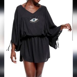 Kurt Geiger London Black evil Eye-Embellished Swim Cover-Up